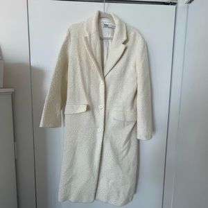 ZARA women’s white boucle coat. Size Small. Only worn once.